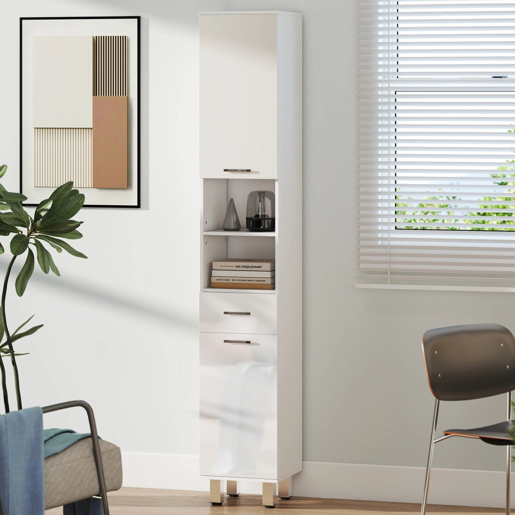Mobile Bagno Armadietto con Cassetto e Ante ¨C Zephmum ¨C Bianco 30x30x180cm
