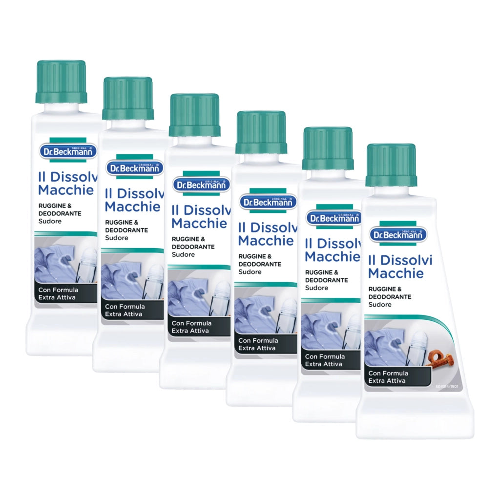 Dr. Beckmann Il Dissolvi Macchie Ruggine & Deodorante, specifico per macchie di ruggine, deodorante e sudore, 6x50ml
