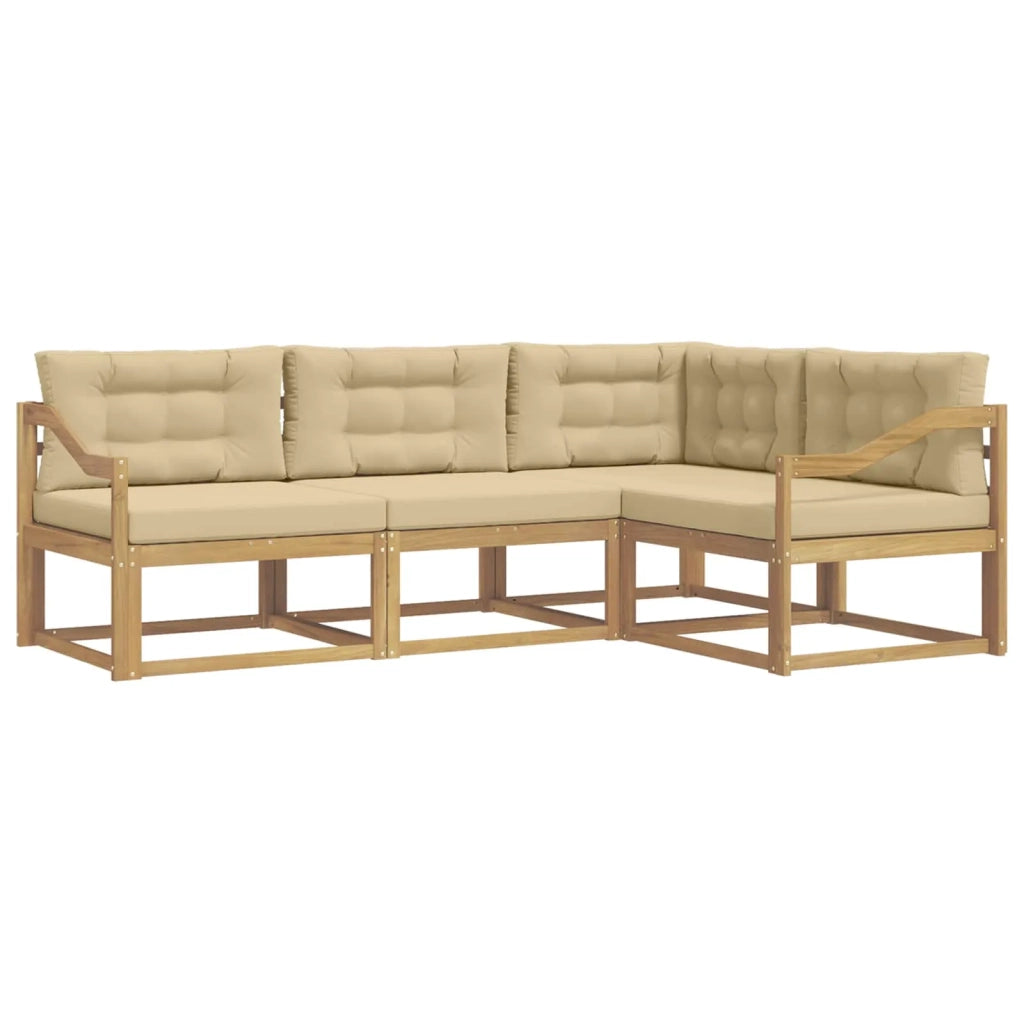 Set di divani da esterno 3 pcs Bianco e Beige Poliestere