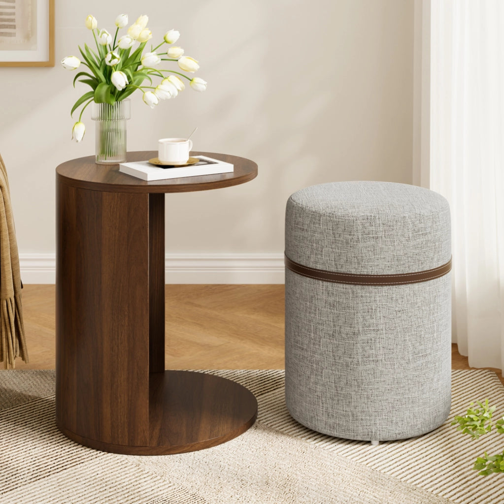 Tavolino con pouf 38x38x47，5 cm in MDF marrone salvaspazio