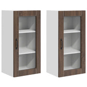 Pensile da cucina | Mobile in vetro da parete LUCCA 2 pz Rovere Marrone