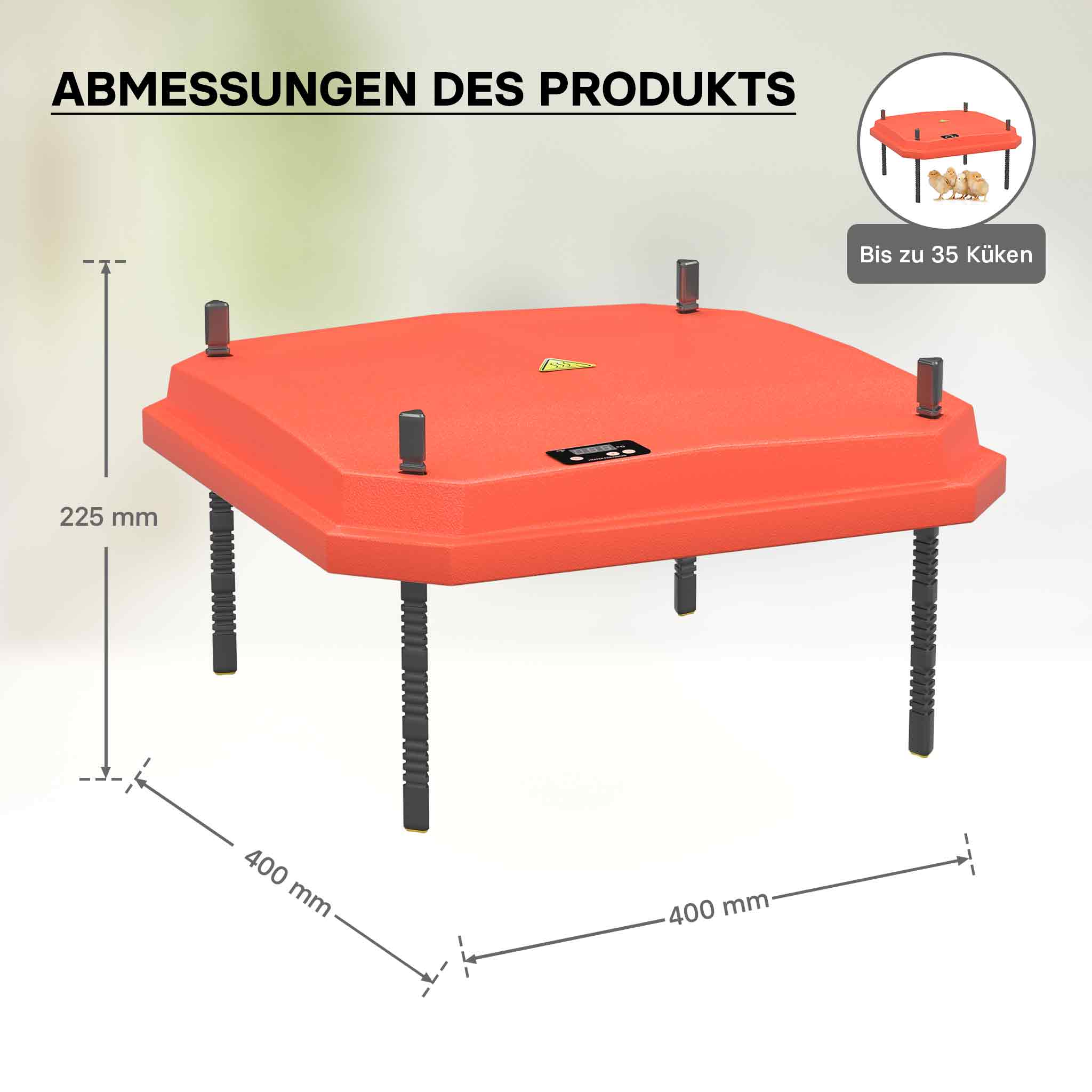 Fudajo Chioccia artificiale 40x40cm 42W Piastra termica per 30-35 pulcini con temperatura regolabile