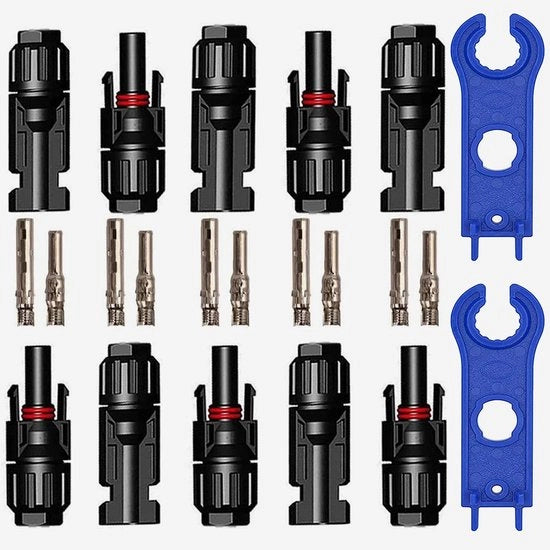 Connessioni per pannelli solari - Connessioni acqua-resistenti e resistenti agli elementi - Nero - Collegamenti cavi - Connector fotovoltaici -...