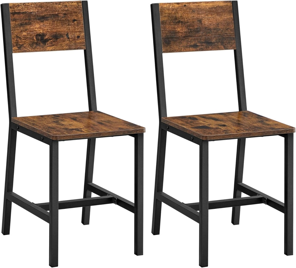 VASAGLE Sedie da Pranzo, Set di 2 Sedie da Cucina, Struttura in Acciaio, Stile Industriale, per Sala da Pranzo, Soggiorno, Cucina, Marrone Grano e Bianco Nuvola LDC092W01