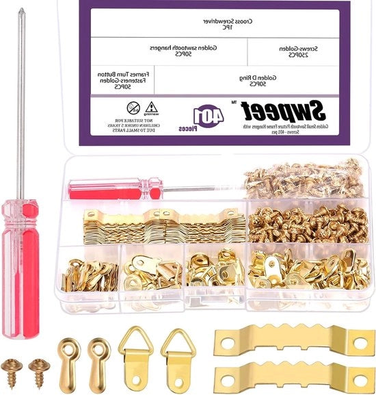 Kit di attaccamento per foto e opere d'arte con anelli a dente di sega, viti e chiodi - Ideale per decorazione domestica e progetti creativi