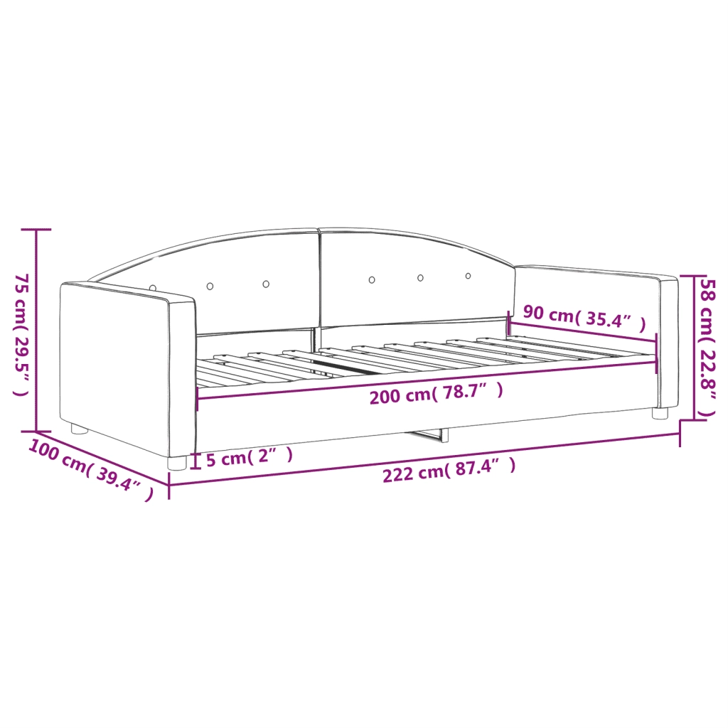 Letto da Giorno Rosa 90x200 cm in Velluto 354139