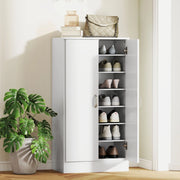 Mobile portascarpe con ripiani regolabili, chiusura soft-close, 55 x 35 x 108 cm, bianco
