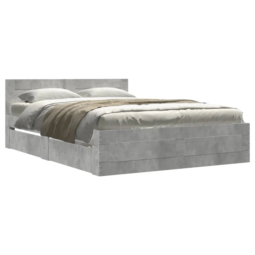 Giroletto Testiera-Struttura Letto Grigio Cemento 120x190 cm Legno Multistrato 577924
