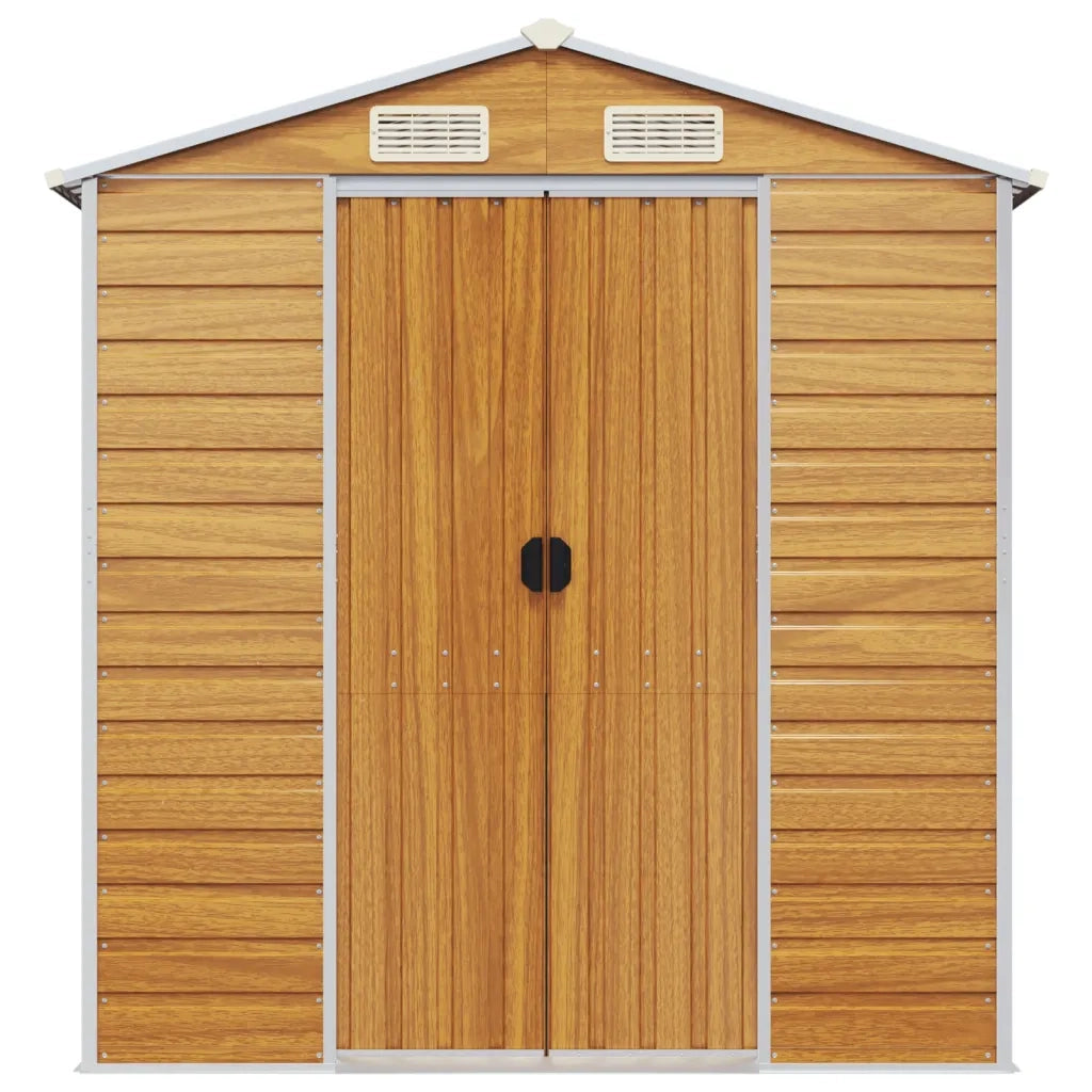Casetta da giardino marrone chiaro 191x300x198 cm in acciaio zincato 3188277