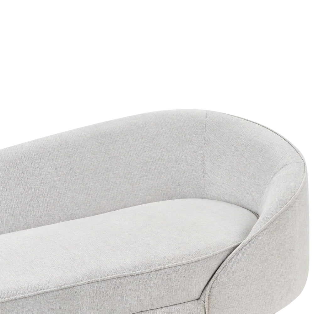 Divano in tessuto bianco sporco Glamour curvo in stile retrò a 2 posti con gambe metalliche nere