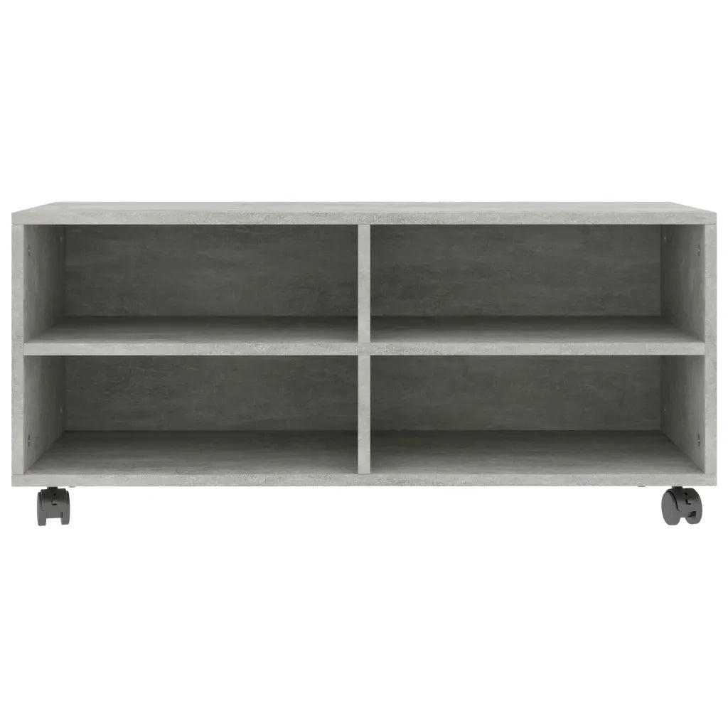 Mobile TV con Ruote Grigio Cemento 90x35x35 cm in Multistrato 800184