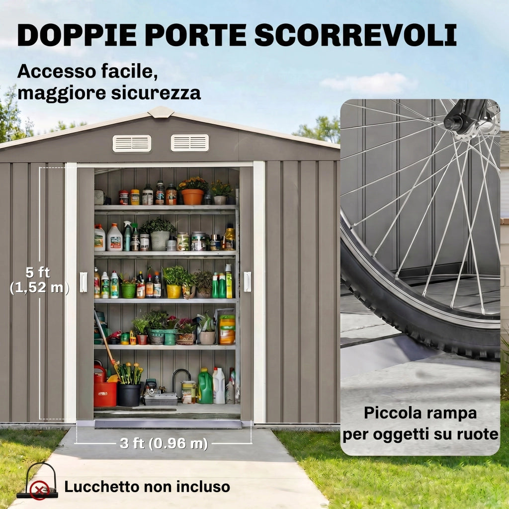 Capanno da Giardino in Acciaio ¨C Zephmum ¨C Grigio 277x195x192 cm