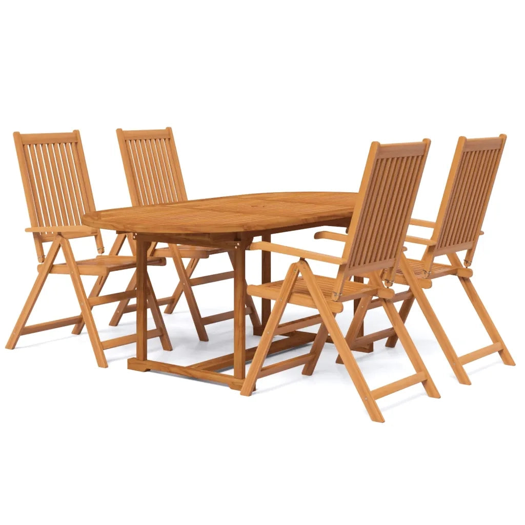 Set Mobili da Pranzo per Giardino 5 pz Legno Massello di Acacia 120-170 cm 3079643