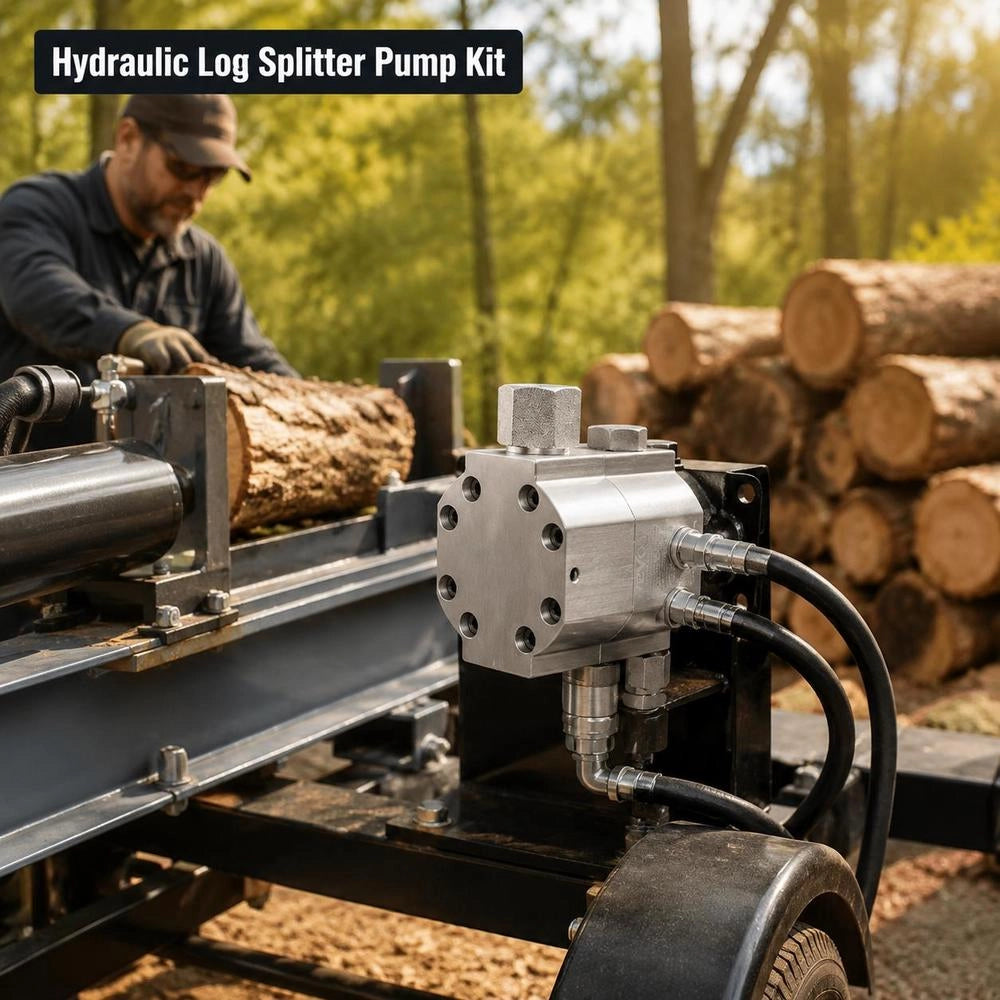 Hydraulic Log Splitter Pump Set, 60.6 L/min, 2-stage 276 Bar Aluminum Hydraulic Gear Pump, With Valve 2.54 Cm Inlet 1.27 Cm NPT Outlet 3600 Rpm, For Small Motor Mounting Log Splitters