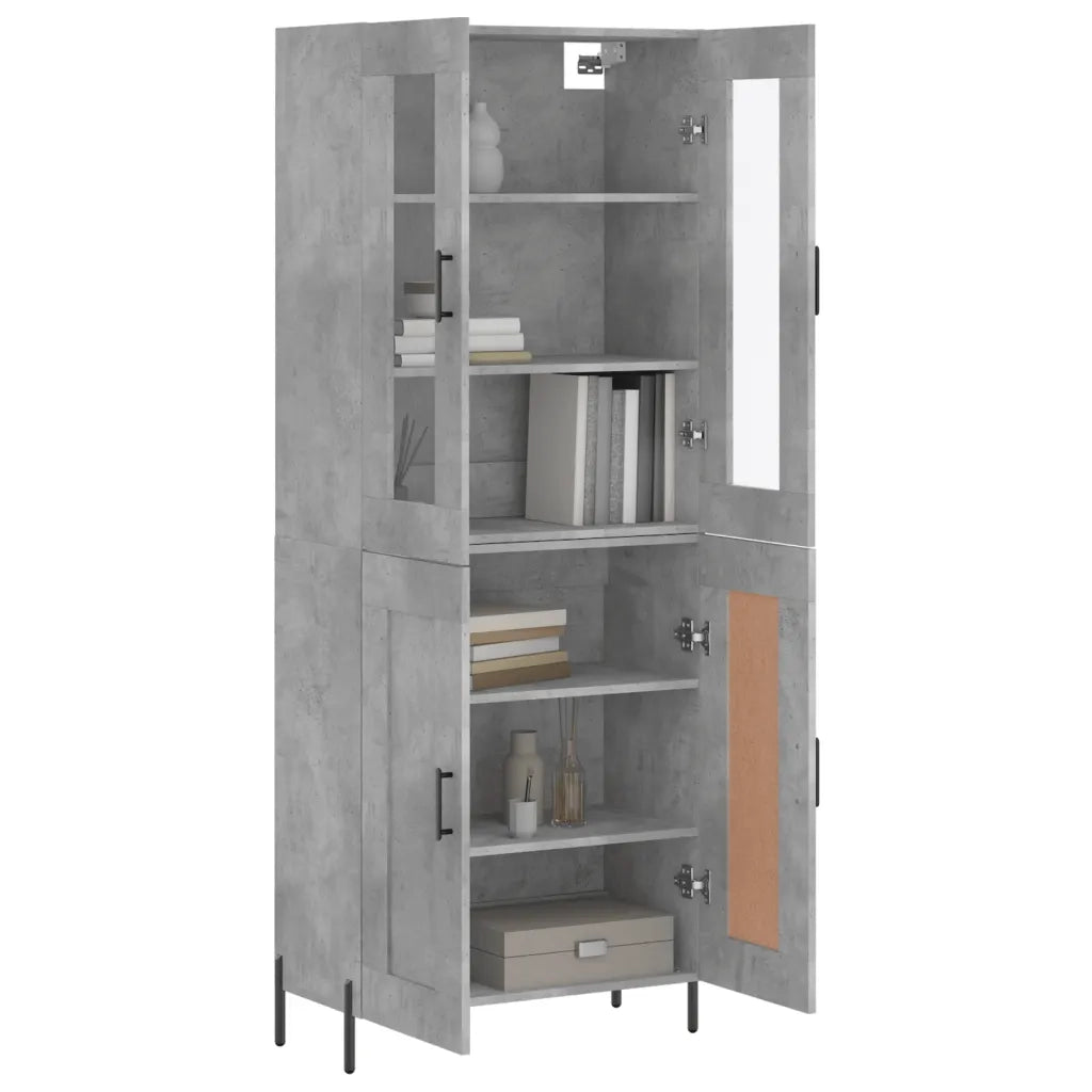 Credenza-Buffet-Armadio da cucina Grigio Cemento 69,5x34x180 cm in Legno Multistrato 736402