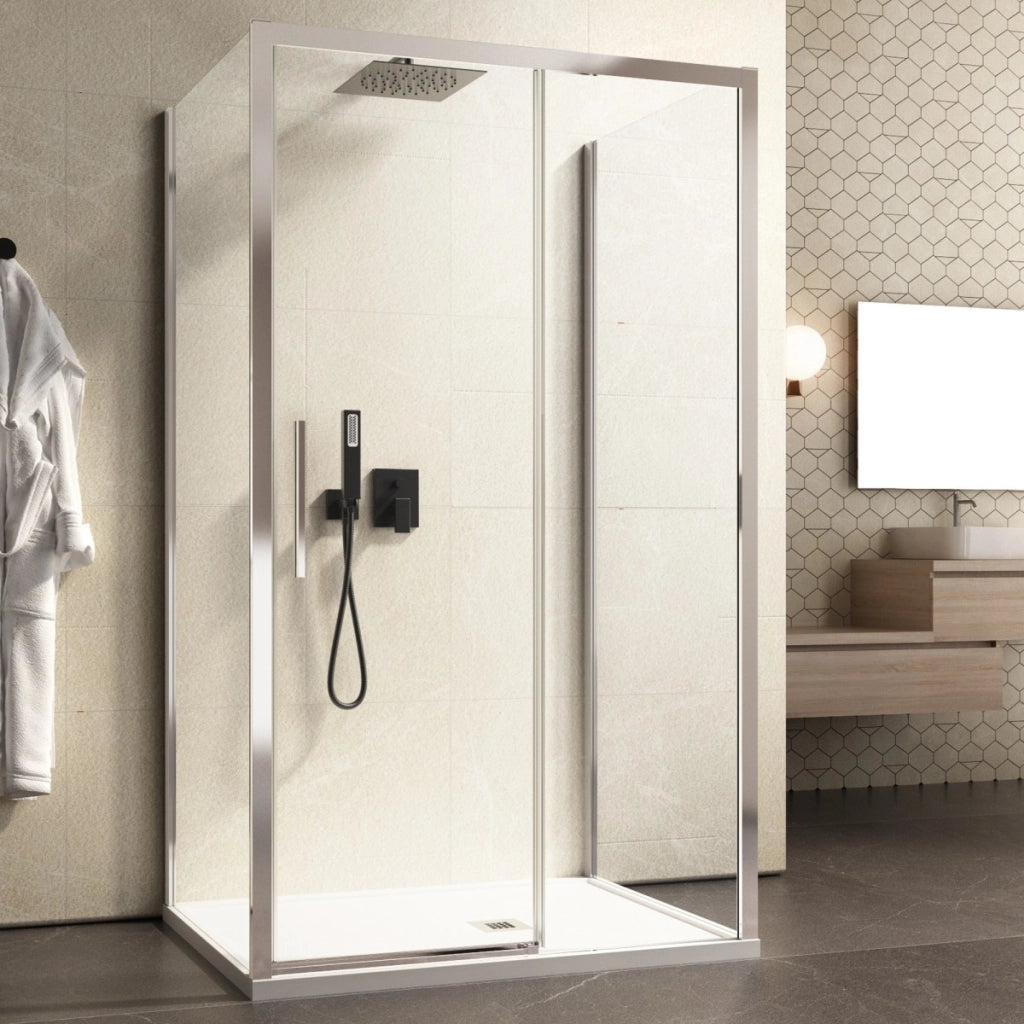 Box doccia tre lati scorrevole cristallo 6mm h195 lagoa-trio, misura 70x140x70 cm 