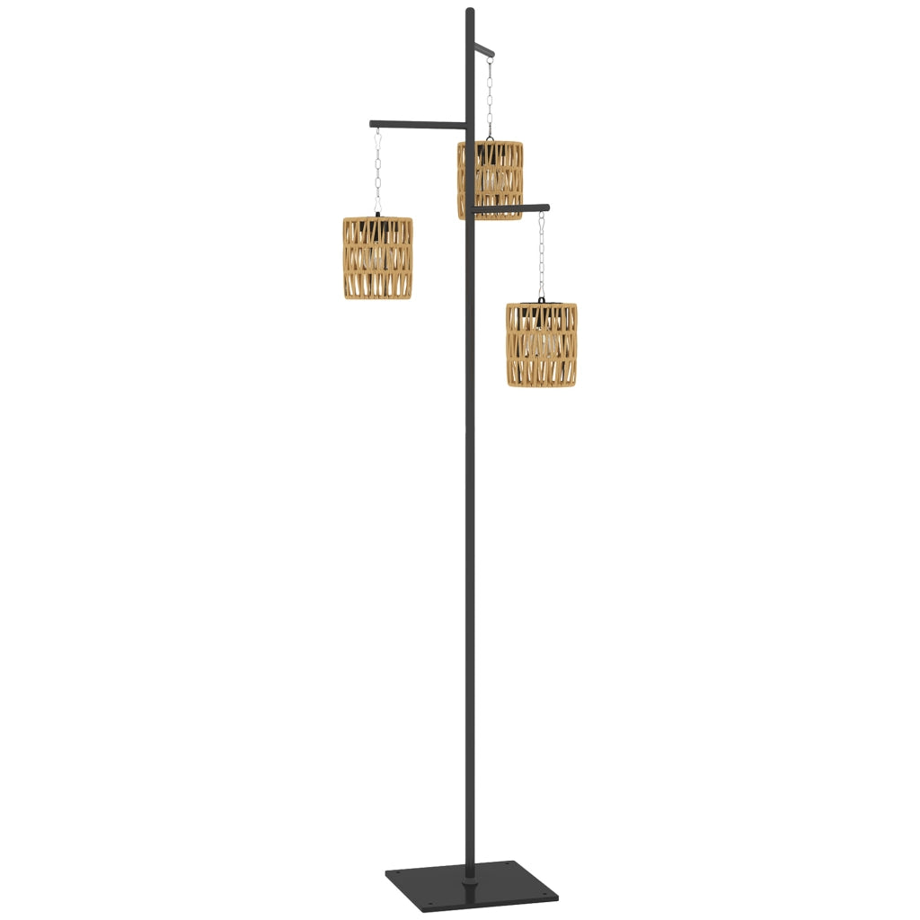 Lampada da terra solare rattan con sensore luce 3 luci automatica stile boho IP44 ¨C Zephmum ¨C Beige 100x30x160