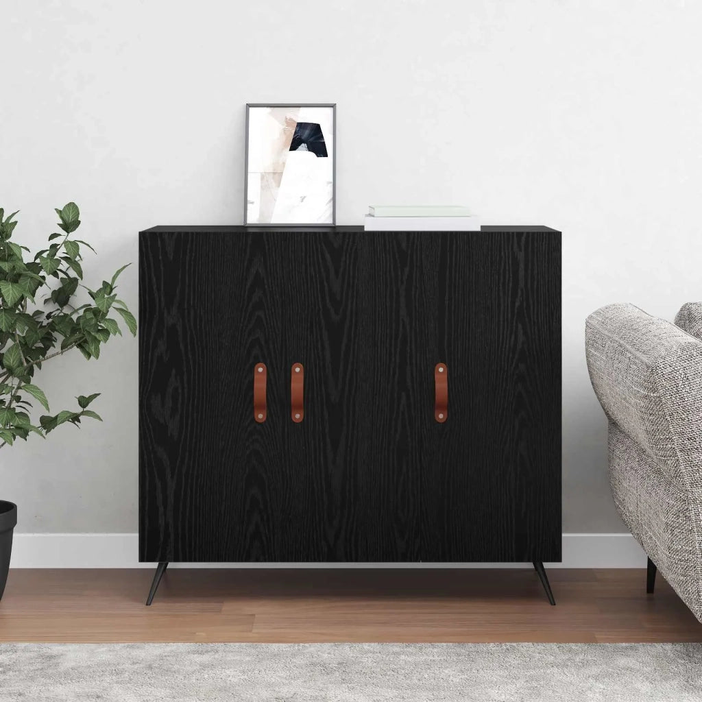 Credenza | Madia | Buffet da pranzo | Armadio da pranzo Rovere Nero 89,5 x 34 x 80 cm Legno multistrato