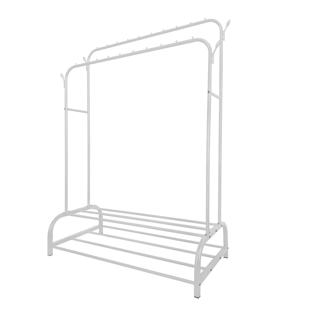 Appendiabiti Donkey Premium Maxi a 2 Stand Nyana Home 157x110x56 cm, 2 ripiani sospesi, 4 ganci laterali, 2 ripiani inferiori Bianco.