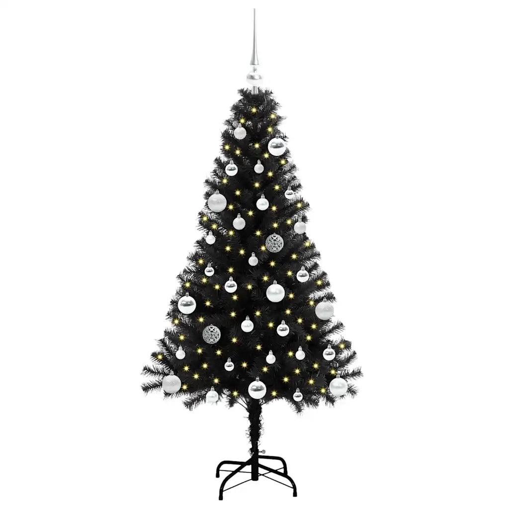 Albero di Natale | Decorazioni natalizie con 150 LED con supporto Nero 150 cm PVC