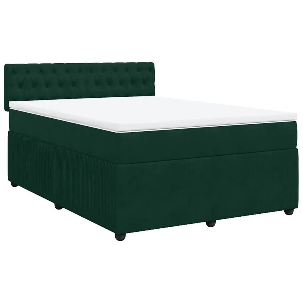 Giroletto a Molle con Materasso Verde Scuro 140x190 cm Velluto