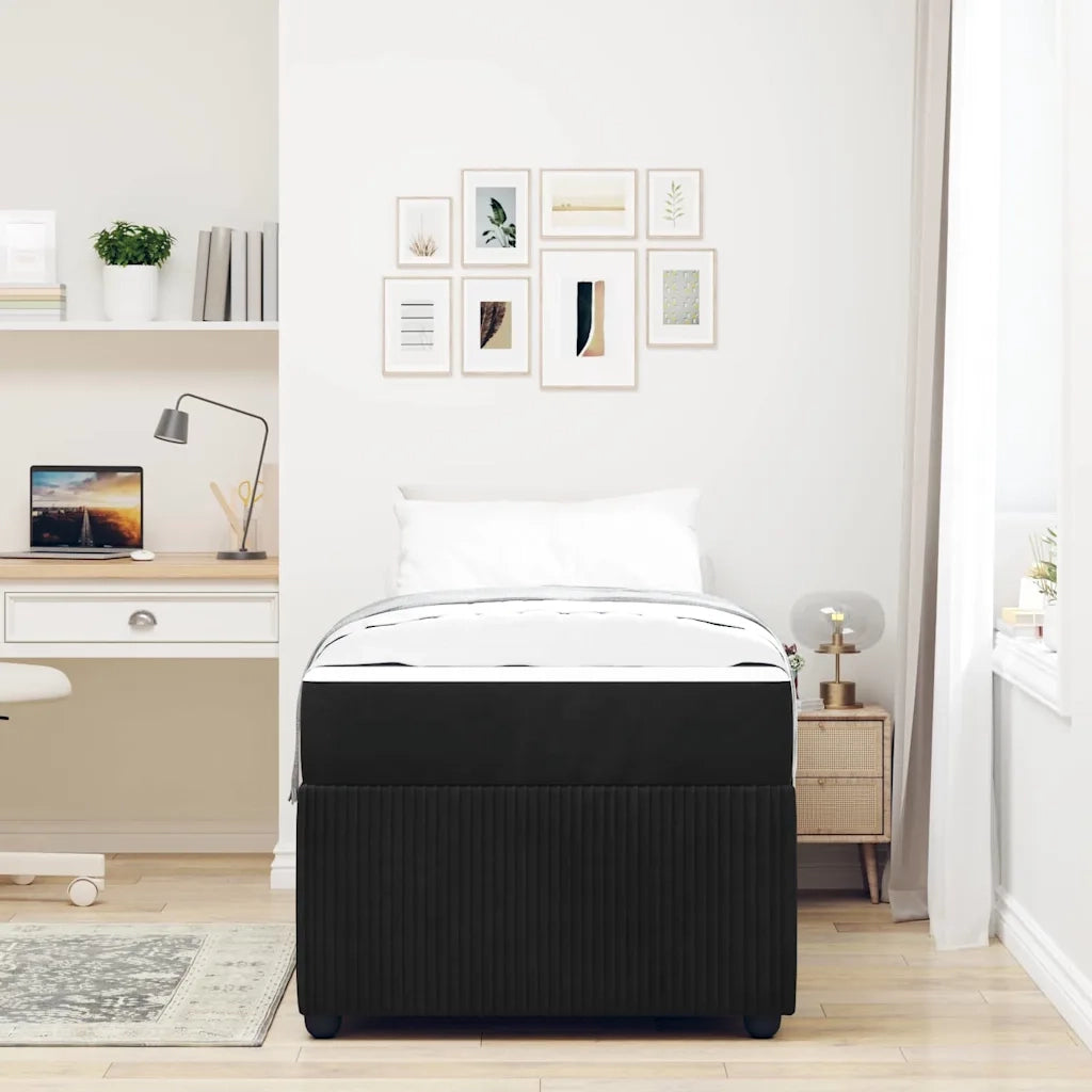 Struttura del letto con materasso Nero 90 x 200 cm Tessuto