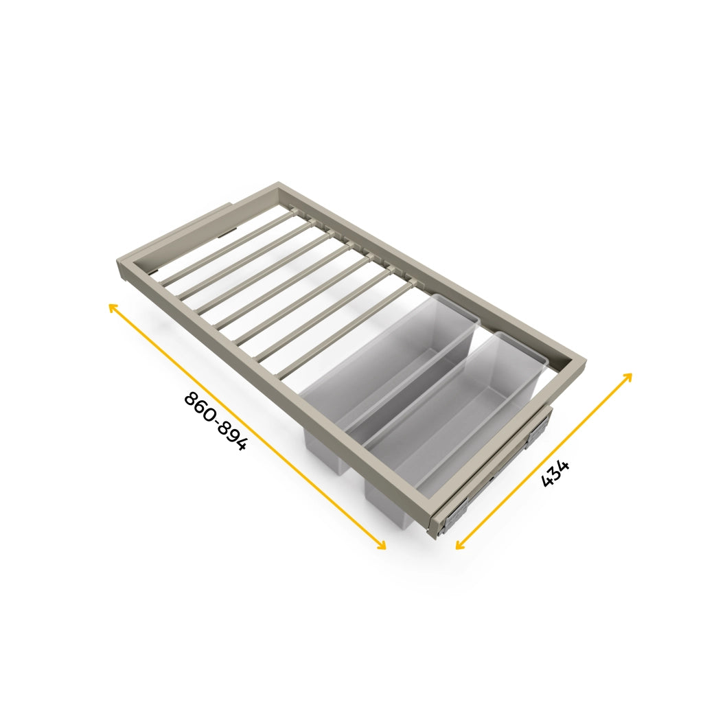 Kit 7 Aste Pantaloni e 2 Vassoi per Armadio 900 mm in Acciaio Emuca Grigio Pietra