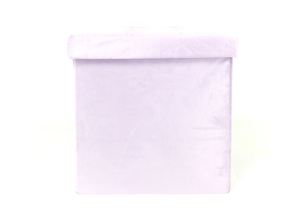 Pouf Contenitore Imbottito Pieghevole Modello Velvet Colore Rosa Antico