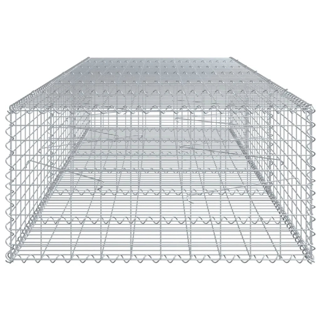 Gabbione recinto a gabbia muro di contenimento con coperchio 300 x 100 x 50 cm ferro zincato argento 02_0040152