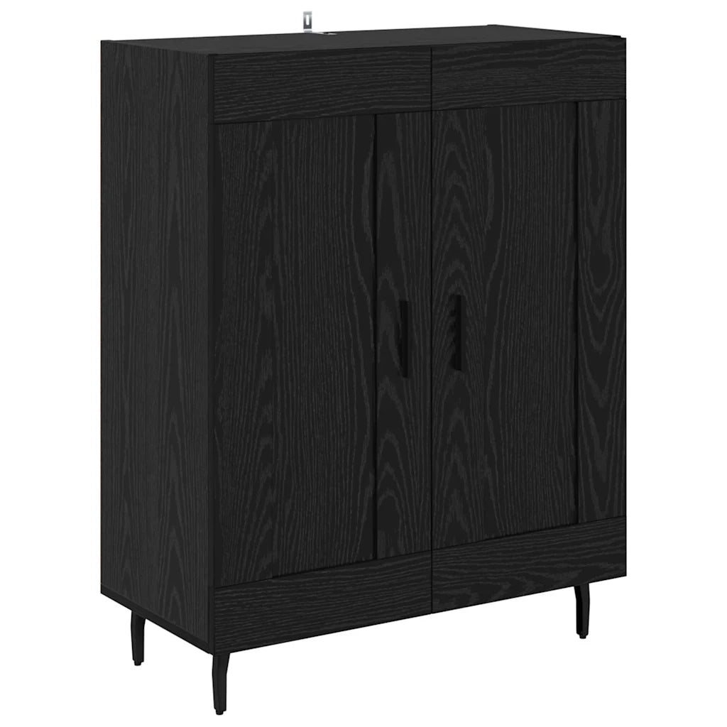 Credenza 2 pz-Set di 2 Buffet-Armadio da cucina Rovere Nero Legno Stratificato e Vetro 894978
