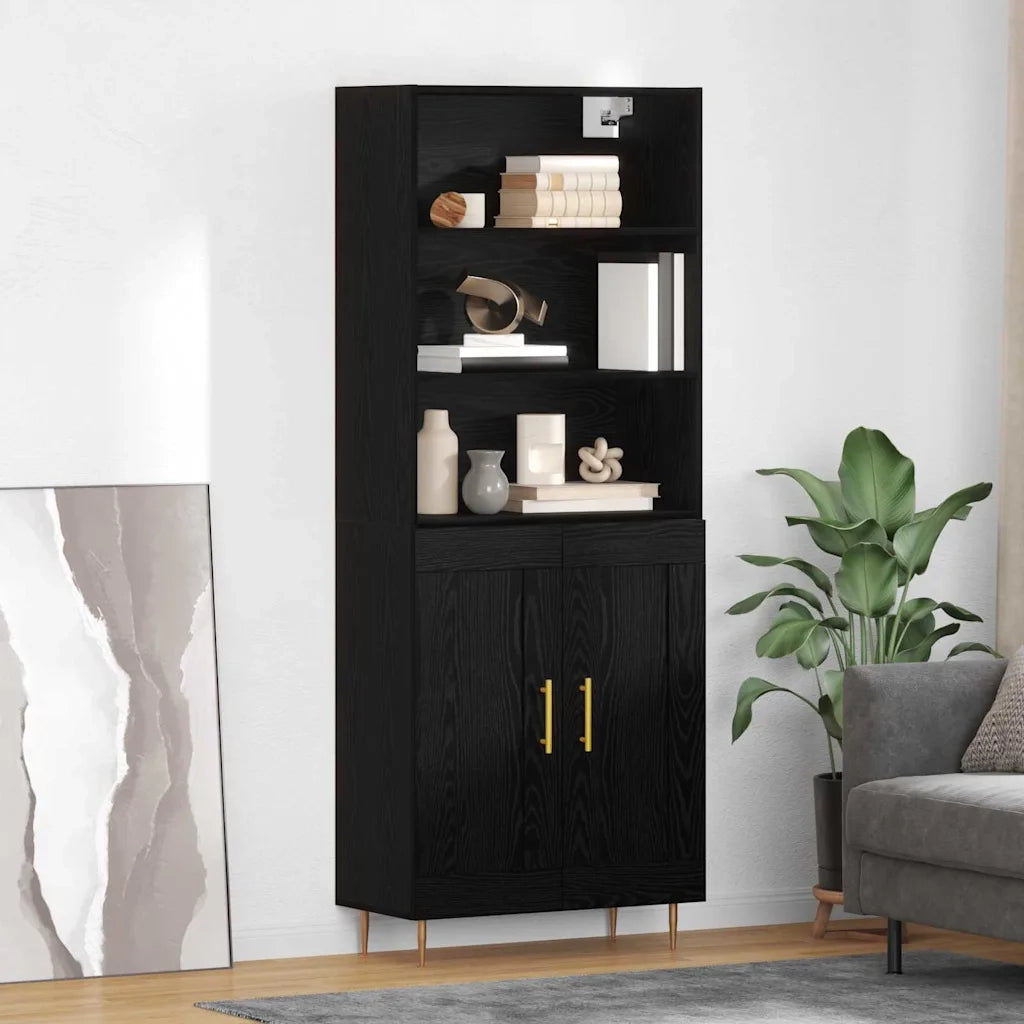 Credenza Rovere Nero 69,5 x 34 x 180 cm Legno multistrato 3416262