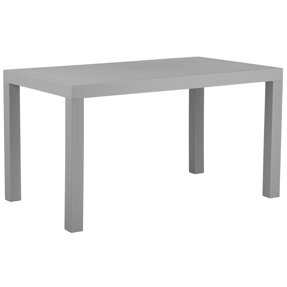 Set da pranzo da giardino Tavolo rettangolare grigio chiaro 140 x 80 cm 6 sedie impilabili 6 posti minimalista