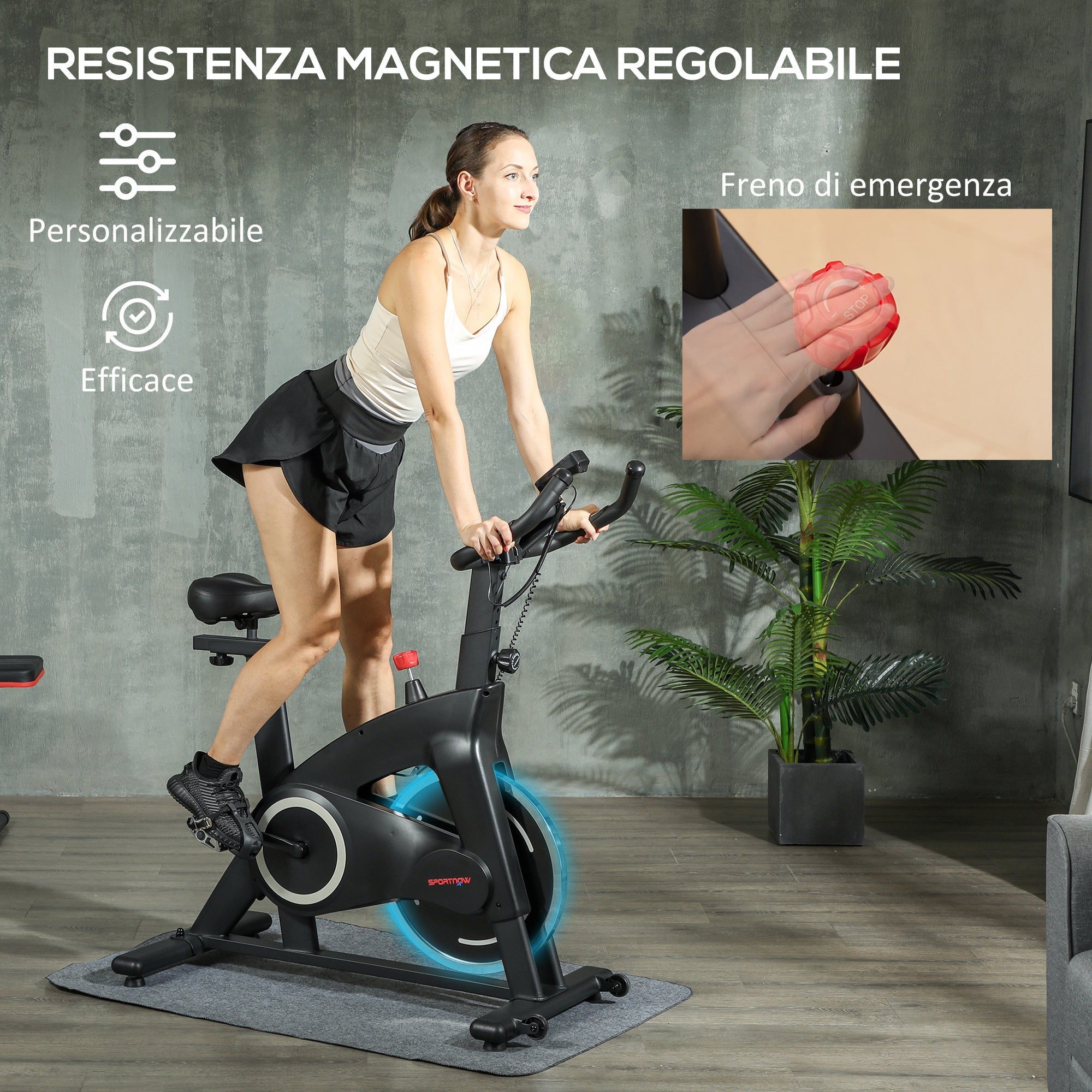 Cyclette Magnetica con Volano 10 kg Sedile e Manubrio Regolabili Monitor LCD e Porta Tablet Nero