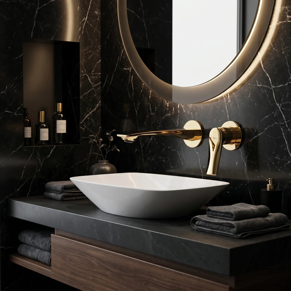 Miscelatore Lavabo Da Incasso Rea Vision Gold + Box