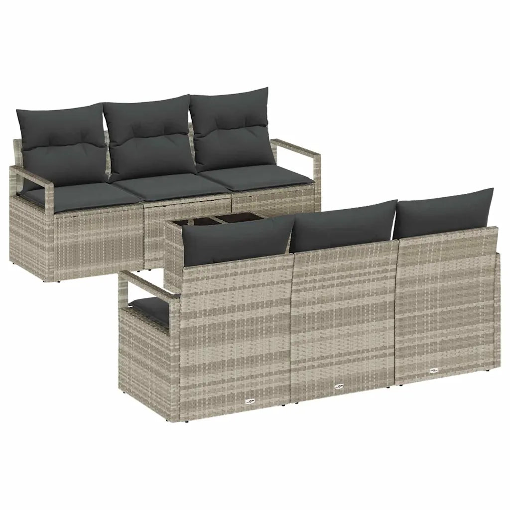 Set di divani 7 pcs Grigio chiaro polyrattan