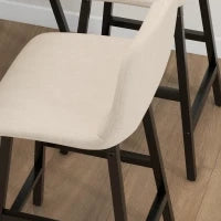 Set da Bar 5 Pezzi, Tavolo e 4 Sedie, Puntinatura, Imbottitura Spessa, Tessuto in Lino, Beige