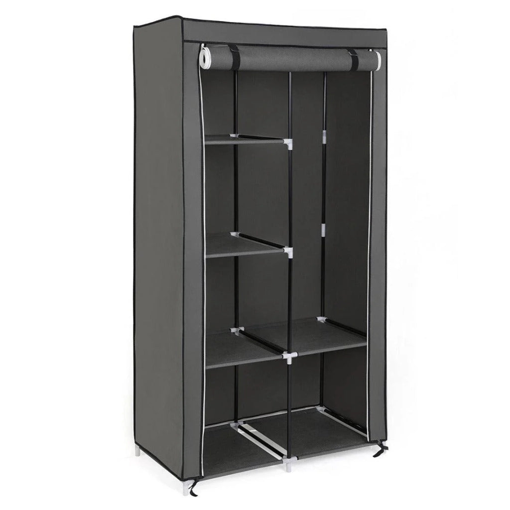 Armadio guardaroba in tessuto non tessuto 7 moduli componibili 88 x 45 x 170 cm grigio 12_0003656
