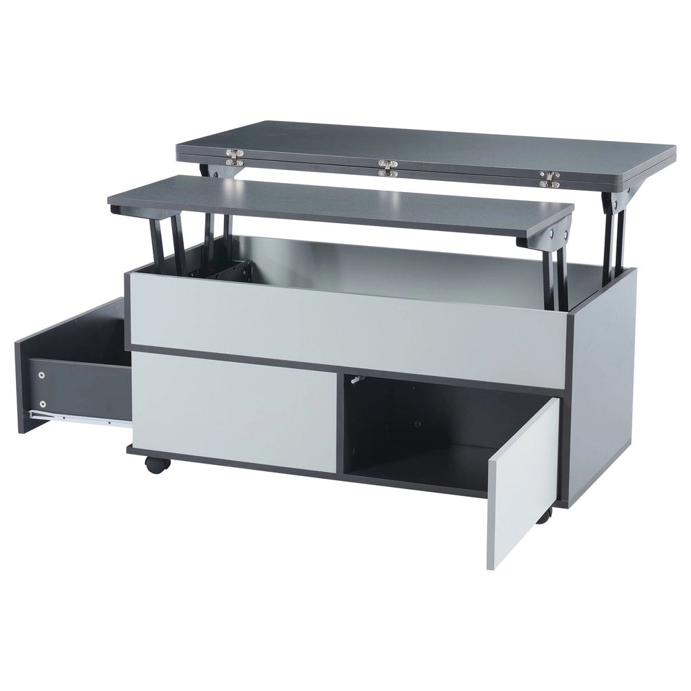 Tavolino da Caff¨¨ Multifunzionale ¨C MINIMAL ¨C Grigio/Bianco, con Cassetti e Ripiano, 100x98x65