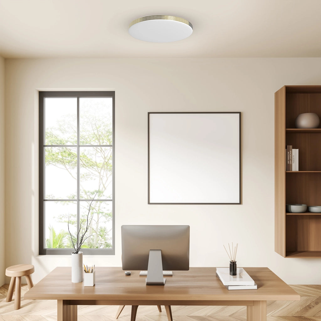 Plafoniera LED Milagro Bever Ø33 16W bianco/oro IP44