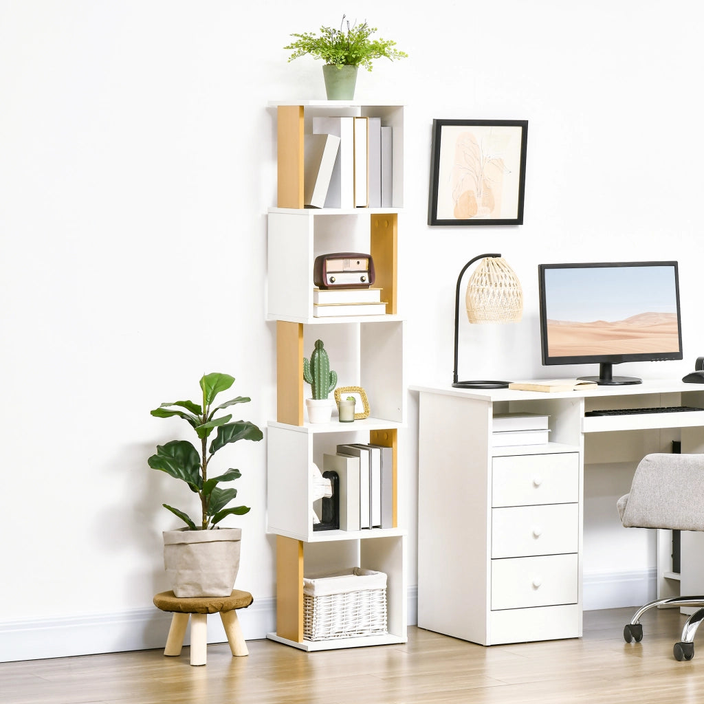 Libreria a S con 5 Ripiani ¨C Xylo ¨C Legno Bianco 33x28x161 cm
