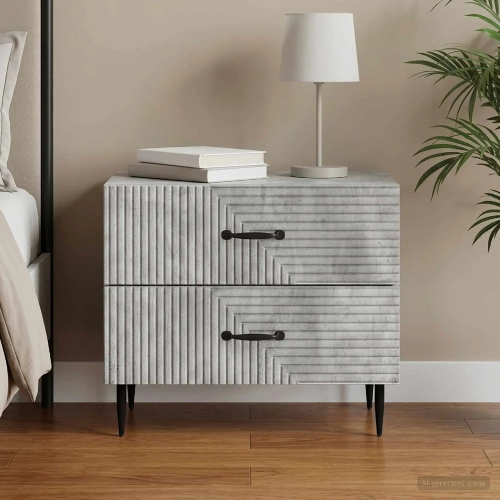 Armadio da Notte Grigio Cemento 62 x 34,5 x 47,5 cm 894778