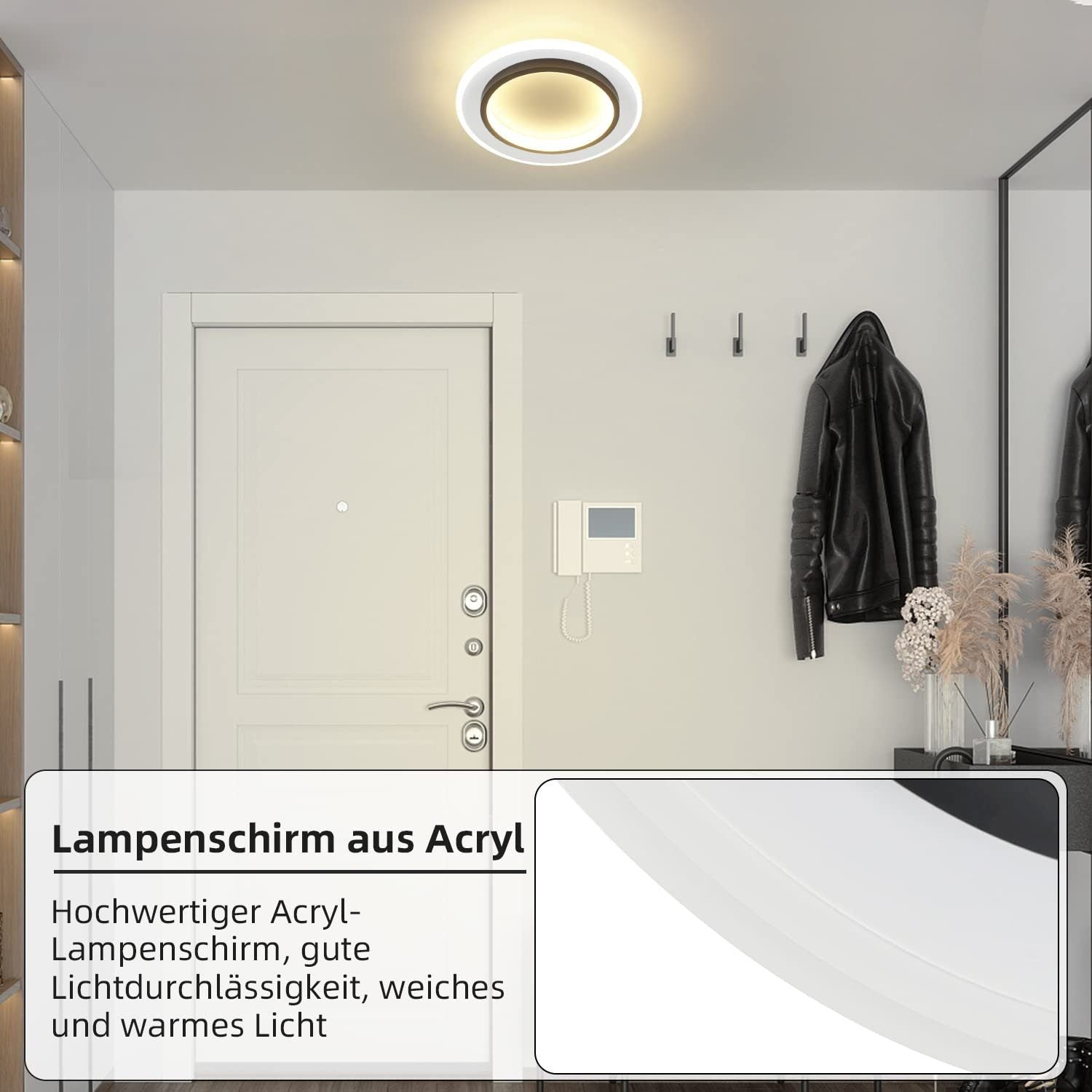 ZMH Lampada da soffitto LED design moderno bianco nero acrilico per soggiorno