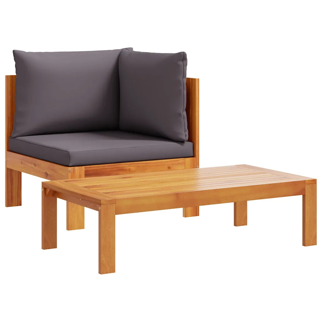Salotto da Giardino-Set Divani da Giardino 2pz con Cuscini Legno Massello di Acacia 197148