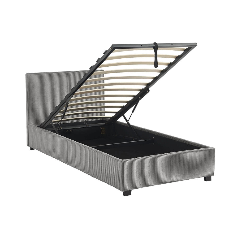 Letto con rete e testata pieghevoli 90x190cm, velluto a coste fini,