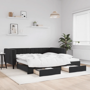 Divano Letto Estraibile con Cassetti-Sofa Letto-Daybed Nero 90x190 cm in Velluto 717447