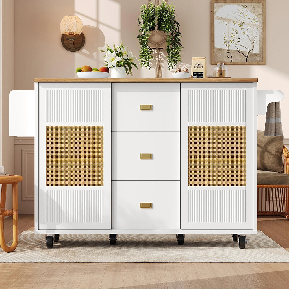 Isola cucina indipendente - Xylo - 120x73x90cm bianco ruote