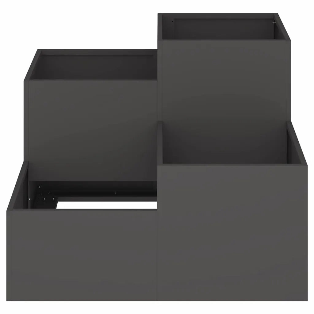 Vaso da giardino-Fioriera Esterno-Contenitore per Piante Nero 100 x 100 x 60 cm Acciaio