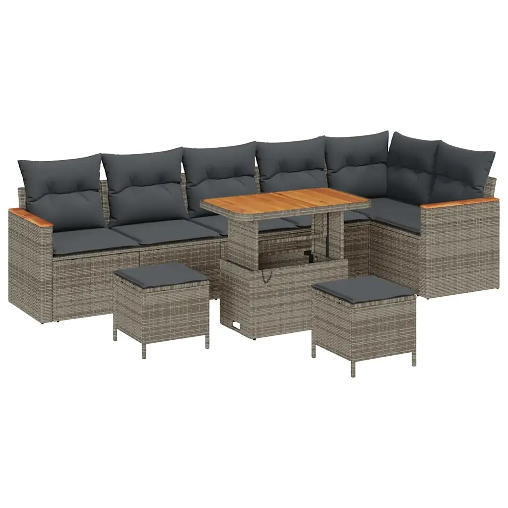 Set Divano da Giardino con cuscino Grigio Poly Rattan 3365018