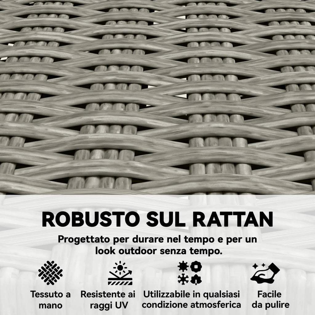 Sedia Pieghevole da Giardino ¨C Zephmum ¨C Rattan PE, Legno Acacia, Grigio, 2 Pezzi