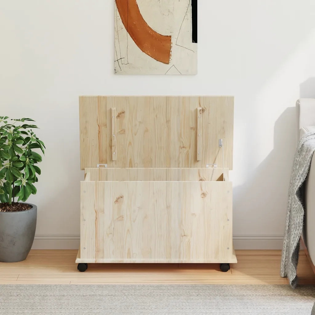 Cassapanca con Ruote-Baule-Armadietto contenitore ALTA 73x39,5x43 cm Legno Massello di Pino